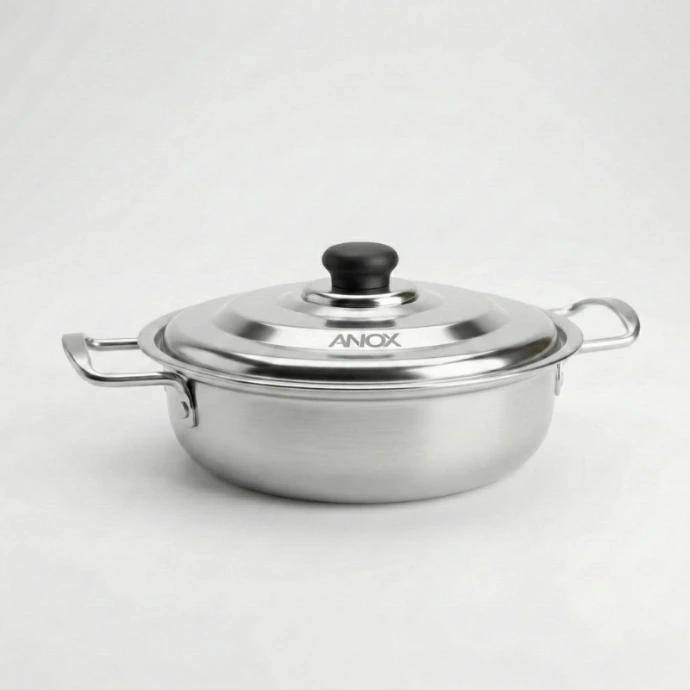 Nồi inox có nắp và hai quai